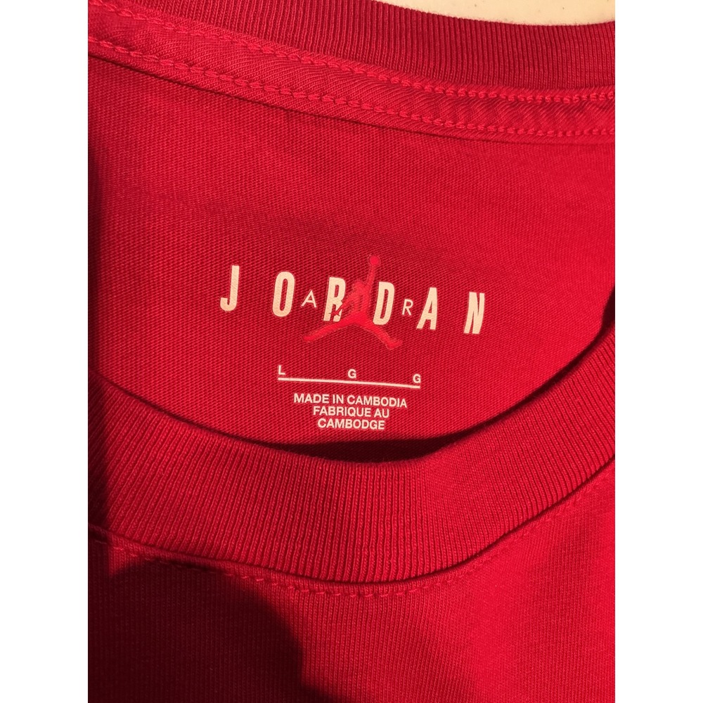 Jordan Mens Jumpman Logo Embroidered T-Shirt Red Black Size Large L Cotton‎ Tee - Picture 5 of 7